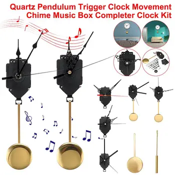 1 Conjunto de Quartzo Relógio de Parede Pêndulo em Movimento o Mecanismo de DIY Mãos Plus Bob Longo do Eixo Com Pêndulo Caixa de Música de Decoração de Sala de estar