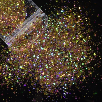 1 Saco de Pregos Arte Robusta Glitter Mix Tamanho Estrelas Holográfico Laser Pó de Suprimentos para a Arte do Prego de DIY Decoração da Composição Corporal em Flocos
