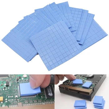 100Pcs 10*10*0.5 mm Azul Almofada Térmica, GPU, CPU Dissipador de calor de Resfriamento a Condutora Almofada de Silicone Dissipação de Calor Junta
