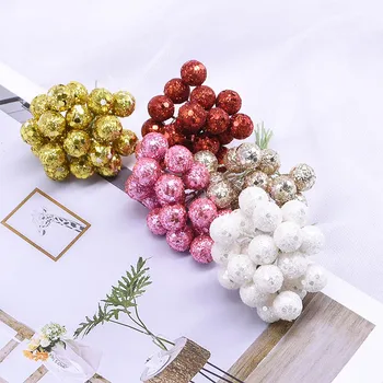 100Pcs Artificial Glitter Frutas Estames Cereja Pequenas Bagas de Contas para o Casamento de DIY, Flor, Coroa de flores de Casamento Caixa de Presente Decoração
