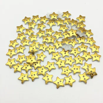 100pcs Metalizado Ouro de Prata Estrela de Natal Botões de Plástico 2 Furos de Natal de Costura, Botão de Enfeites Para o Cardmaking Scrapbooking