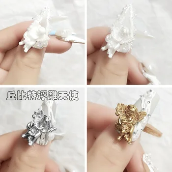 10Pcs Retro Design Barroco a Arte do Prego de Jóias Coração de Anjo em Forma de gravata borboleta Prego Encantos 3D Designer Encantos Pingente Para Manicure