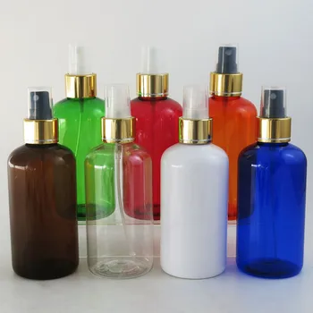 20 X 220ml Recarregáveis de Plástico PET Frasco de Perfume Com Ouro Pulverizador de Névoa de plástico Parfume Atomizador 