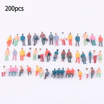 200pcs Modelo de Trens Escala HO 1:87 em Pé de Pessoas Figura Poses Diferentes Plástico Figuras Pintadas Decoração da Mesa de Presente Para as Crianças