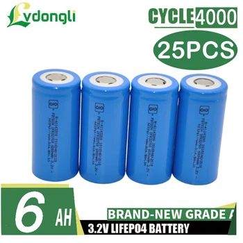 3.2 V 6Ah Lifepo4 Bateria Recarregável de Lítio de Fosfato de Ferro 32700
