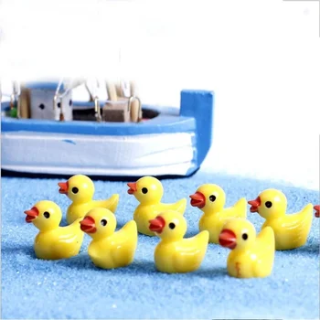 50/20pcs Bonito Mini Pato Amarelo Ornamento de Resina Figuras em Miniatura Pequeno Pato de Resina Artesanato Micro Paisagem Decoração de Casa de bonecas