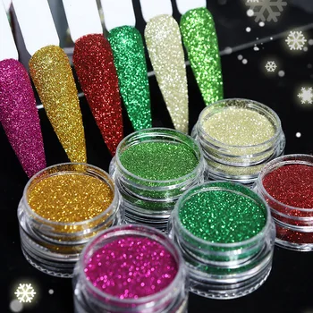 6 Caixas de Holográficos Unhas de Glitter em Pó da Arte do Prego Metálico Brilhante Flocos Coloridos Unhas de Glitter Definido para as Unhas de Arte, Decoração