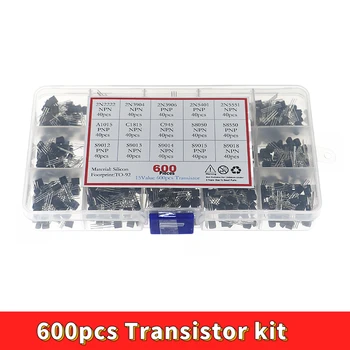 600pcs 15 Tipos De Valores Transistor TO-92 NPN PNP Conjunto de Kit de 30-160V 50-1000mA NPN / PNP