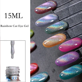 8/15ml Universal do arco-íris olho de gato gel magnético gel Semi Permanente a Laser Colorida Verniz de Gel pode ser usado em qualquer cor de gel de ano novo