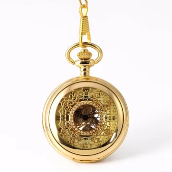 8929 Relógio De Bolso De Ouro De Flores Mecânica Relógio De Bolso De Homens Antigos Da Marca De Luxo Colar De Bolso & Fob Relógios Cadeia Masculino Relógio