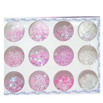 A Arte do prego 3D Decorações de Estrelas que o Vidro Quebrado Pérola Adesivos de Lantejoulas, Tachas Encantos-de-Rosa Branca Mix de Unhas de Glitter Paillette Flocos de Ferramentas