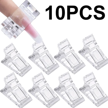 A Arte do prego de Cristal Transparente Clipe de Dedo para a Extensão de Unhas de Gel UV Fixa de Acrílico, Unhas de Molde Profissional de Ferramentas de Manicure 5/10PCS