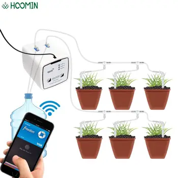 A Rega automática Dispositivo WIFI, Controle Inteligente de Gotejamento Para Flores UE Plug Duplo, Bomba de Jardim de Auto-Rega Kit