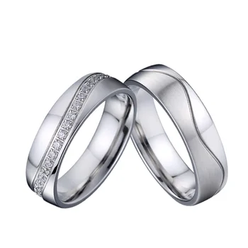 alianças de casamento de prata 925 para mulheres e homens o amor de aliança de casais promessa cúbicos de zircônia aço inoxidável cz diamante jóias anéis