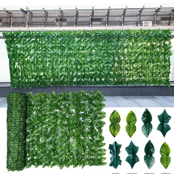 Artificial leaf Cerca Líquido Verde do Painel de Parede Verde Cerca Falso Hera Trepadeira de Folhas de Parede de Plantas Pátio com Jardim Decoração Decoração Exterior
