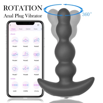 Bluetooth APLICATIVO de Controle Remoto Vibrador Vibradores Para Homens com Rotação de 360° Plug Anal Vibrador Massageador de Próstata Sexo Sexy Brinquedos Para Homens