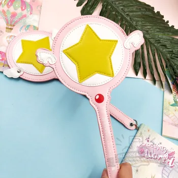Cardcaptor Sakura Varinha Mágica Pu Cartão de Caso de Ônibus Titular do Cartão cor-de-Rosa Super Star Kawai Dia da criança-Presente Criativo Anime Brinquedo