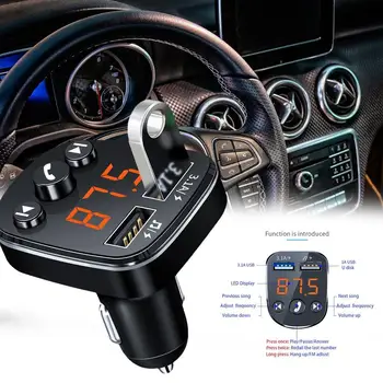 Carro de Bluetooth 5.0 MP3 Player sem Fio de mãos-livres Aux de Áudio do Receptor de Auto Modulador de FM 3.1 Um Carregador Rápido Car Kit Transmissor de FM
