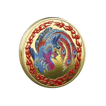 Colecionáveis novos Moeda Red Phoenix para a Sorte de Riqueza, de Prata, de Metal Tradicional Chinesa Moeda de Ouro Lembrança de Decoração de Casa