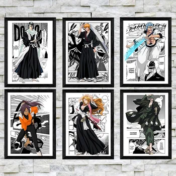 Conjunto de 6 de Quadrinhos de Arte de Parede Cartaz Japonês de Mangá Bleach Tela de Impressão Ichigo Tela de Imagem para a Decoração Home da Parede Cuadros