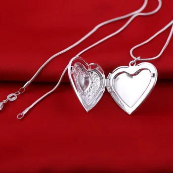 Cor de prata Coração de Amor Medalhão de Pingentes de Coração Romântico Frame da Foto de Colares fr Mulheres Presentes Podem Ser Abertos Amor Lembrança de Jóias