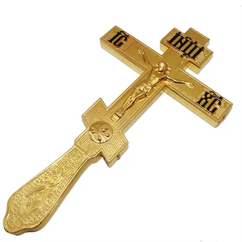 Cruz ortodoxa crucifixo religiosa de jóias de Ouro, prata mão titular atravessa parede decoração da casa articulos religiosos Cristãos presentes