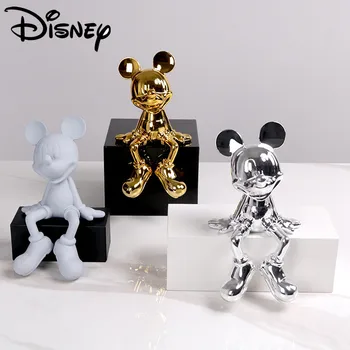 Disney Sentado Pose de Mickey Mouse Modelo de Bonecos de Figuras de Anime Casa Decorações Criativas para Crianças, Sala de Mickey Figura de desenho animado Toy