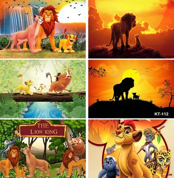 Disney Simba, O Rei Leão Personalizado Pano De Fundo Da Floresta Crianças Festa De Aniversário De Fotografias De Fundo Do Pôr Do Chuveiro De Bebê Banner Cartaz De Desenhos Animados