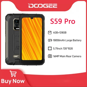 DOOGEE S59 Pro Robusto 10050mAh Super Bateria 2W Alto Volume do alto-Falante de 4GB+128 gb de Rom IP68/IP69K Impermeável NFC Smartphone