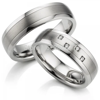 dos homens e das mulheres de ouro branco cor cirúrgico, titânio, aço Inoxidável faixas de casamento a casais anéis de noivado, anéis de conjuntos