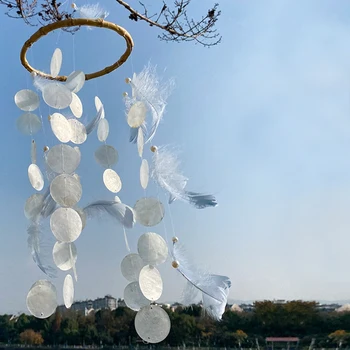 Elegante E Simples De Shell Pena Wind Chime Ornamentos Exclusivos De Suspensão Exterior De Decoração Para Decorar Pátios Árvores