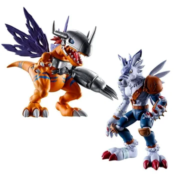 Em Estoque Original Bandai SHODO Digimon Adventure Foram Garurumon Metal Greymon Anime Modelo Figura Collecile Brinquedos de Ação