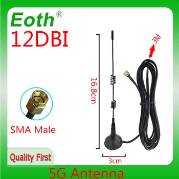 EOTH 1 2PCS 5G Wifi Antena SMA Macho de 12dbi de 5G de ALTO Ganho IOT antena magnética da base de dados de Otário 3 metros de cabo de extensão wi-fi router