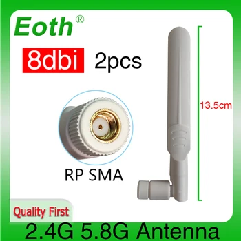 EOTH 2pcs 2.4g5.8g antena de 8dbi sma fêmea wlan wi-fi dual band antene iot módulo roteador tp link receptor de sinal de antena de alto ganho