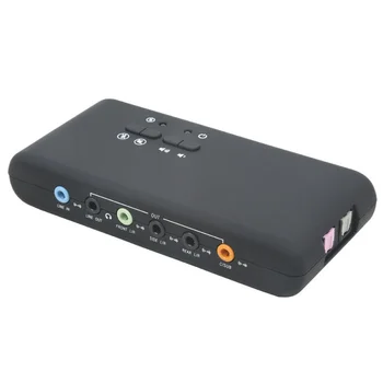 Estéreo USB de Áudio Dinâmico de Fibra Óptica de Som Digital Surround 3D Externo da Placa de Som de 7,1 Canais de Playback da Gravação de Interface