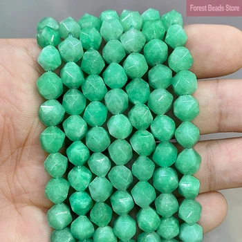 Facetada Verde Calcedônia Esferas Natural Liso Solto Contas Por Artesanal DIY Encantos Acessórios para a confecção de Jóias 8MM de 14