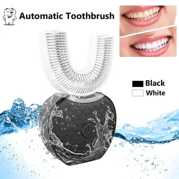 Forma de U Escova de dentes Elétrica 360 Graus Automático Inteligente Escova de dentes Elétrica 3 Modos USB Branqueamento dentário a Luz Azul