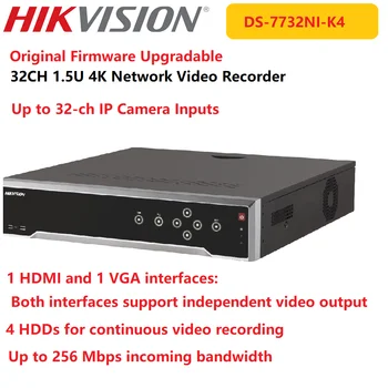 Hikvision NVR DS-7732NI-K4 Original 32 Canais De 1,5 U 4K Gravador de Vídeo em Rede Versão em inglês Atualizável