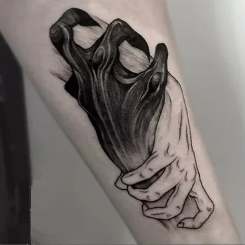 Impermeável Tatuagem Temporária Adesivo Preto Demônio Mão para um aperto de Mãos Flash Tatoo Falso Tatto Braço Perna Arte no Corpo, para as Mulheres, Homens