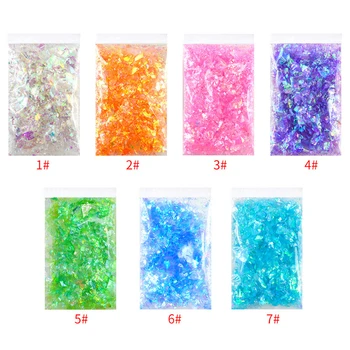 Iridescente Glitter Lantejoula Flocos Coloridos, Fluorescentes, de Vidro e de Papel Resina Epóxi Manicure Acessórios Para DIY XIN-Transporte