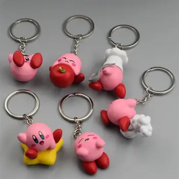 Kawaii Kirby Chaveiro Saco Pingente Linda Rosa Kirby Casal Chaveiros Chave Ornamentos Hobby Figura Coleção De Presente Brinquedo Criança De Aniversário