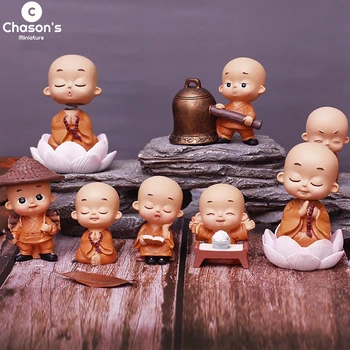 Kawaii Monges Budistas DIY em Miniatura Bonsai Figuras Estátua de Buda de Fadas Carro Ornamentos Meditação Casa Jardim Decoração Docor