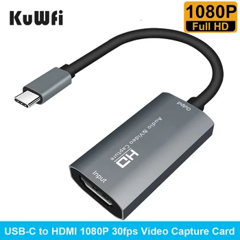 KuWFi HDMI USB C Placa de Captura de Vídeo 1080P em HD, o Jogo de Cartão de Registo para o MacBook Pro PS4 ao Vivo Streaming de Transmissão