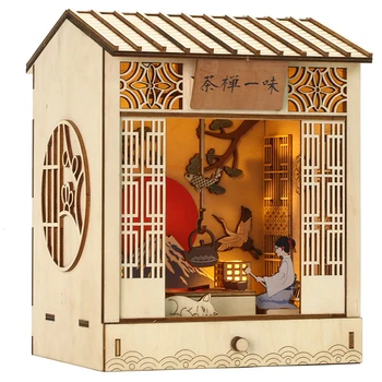 Livro Recanto de DIY Estante de Madeira Kit de Móveis em Miniatura Estante Inserir Modelo de Quarto de Construção da Caixa de Brinquedo de Presente