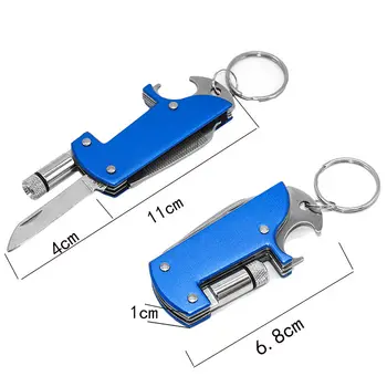 Mini Luz Multifunções Aço Inox Multi-ferramenta Faca do Bolso Faca de Sobrevivência Chaveiro Pingente Gadget Carta Abridor de Pacote