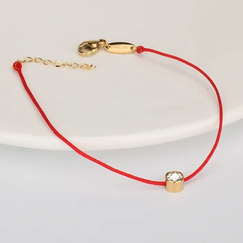 Moda corda Vermelha Segmento de Corda, Pulseira de Pequeno Cúbicos de Zircônia CZ Pulseiras Para Mulheres feito a mão da Jóia de Cristal