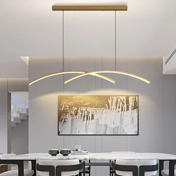 Moderno Design Simples Led Candelabro Sala De Jantar Cozinha Sala De Estar Decoração De Quarto De Teto, Luminária De Ouro De Design De Luminárias