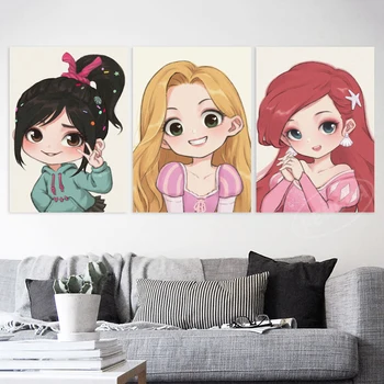Mulan Tela de Princesa da Disney Pintura Ariel Arte de Parede Cinderela HD de Impressão de Cartaz de Mérida Casa Decorativa Sala de estar Fotos
