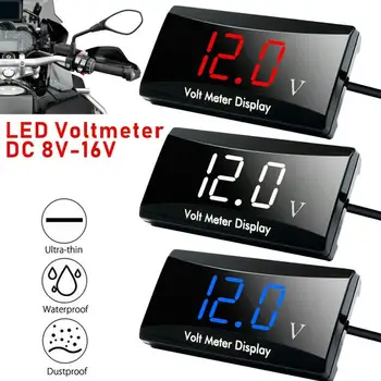 Multifunções Voltimetro Digital Relógio Termômetro Voltímetro DC 12V 3 Em 1 LED de indicação de Moto Scooter Carro Barco IP67