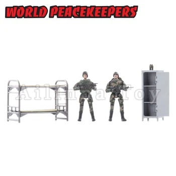 Mundo de forças de manutenção da Paz 1/18 Figura de Ação Militar Vida com 2 Soldados Anime Modelo Para o Presente Frete Grátis